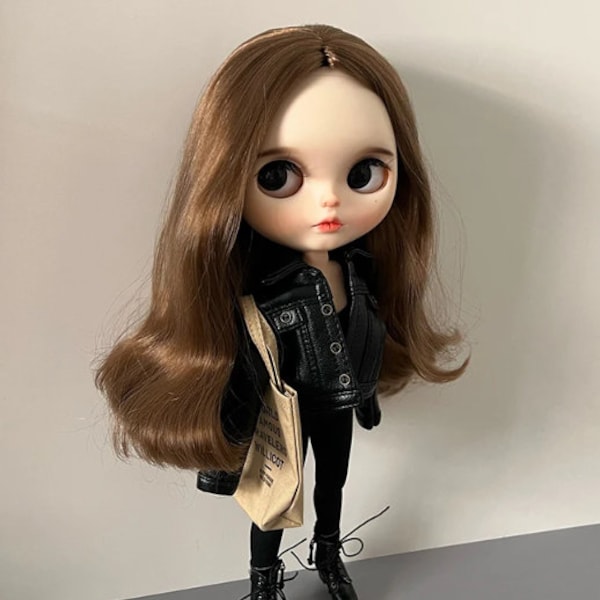 Leather jacket for doll Blythe Black Denim