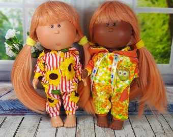Doll Mia 12''  Cherry Blossom Girl Modern yellow Brick Polka Dots Sunflowers Romper Sleeper  Handmade wig