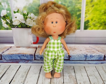 Plaid green romper for dolls Mia Pippa 9'' and 12''