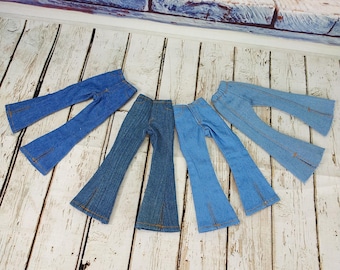 Pants for doll Blythe nice outfits Plaid Denim Navy Jeans
