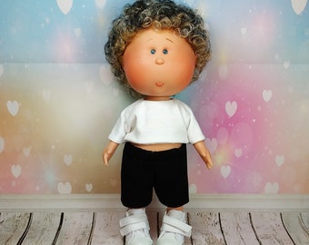 White t-shirt Black Shorts for doll Mio 9'' and 12''