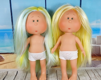 Poupée Mia and Mio 12 pouces Nines d'Onil SANS TENUE Mignons garçons et filles jaune-blanc menthe bleu cheveux