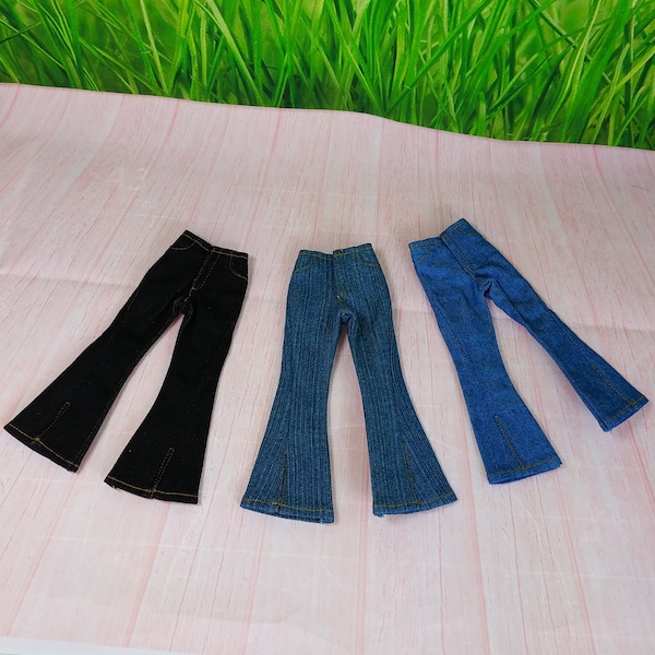 Pants for doll Blythe nice outfits Plaid Denim Navy Jeans