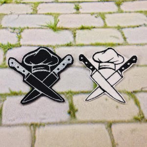 Chef Logo Patch Iron-On Chef Logo Embroidered Applique Chef Hat Kitchen Knives