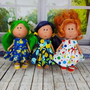 Dress for doll Mia 9&#39;&#39; and 12&#39;&#39; lemon Polka Dots