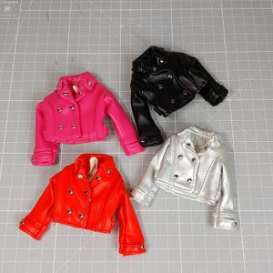 Pink Silver Leather Jacket Outfit for Doll Blythe 12&#39;&#39;