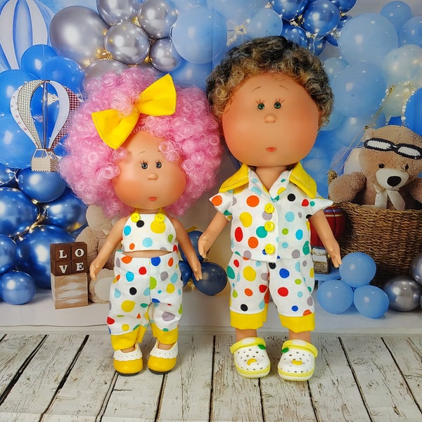 Polka Dots Pajamas for doll Mia 12'' and 9" Sleep mask