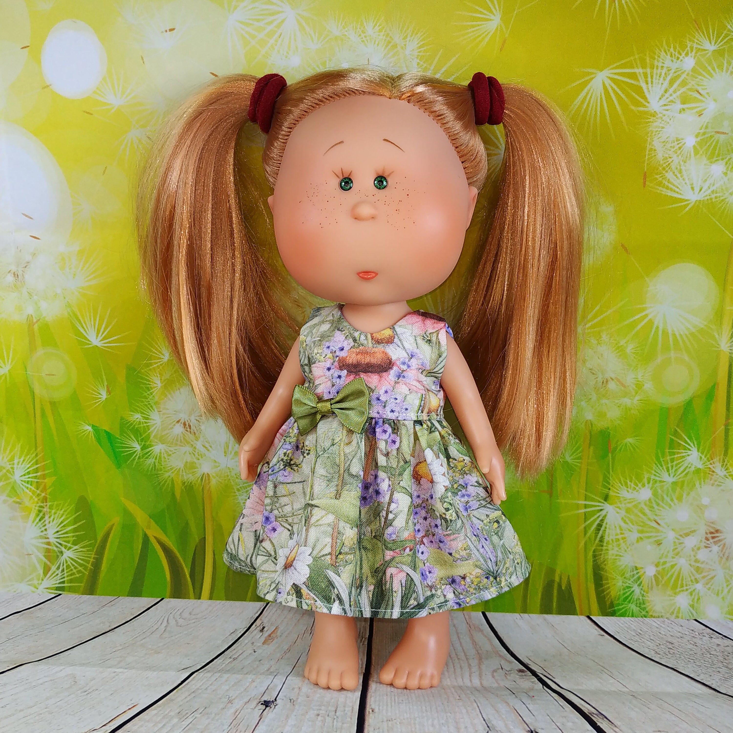 Dress for Doll Mia 9'' and 12'' Panda Polka Dots Patchworks Strawberry