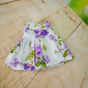 Dress for doll Mia 9'', Mia/Pippa 12'', Paola Reina 12.5'', Ruby Red ff 14.5 white main purple flowers