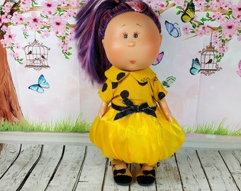 Yellow Dress fits to Doll Mia Girl 12'' Burgundy Reborn doll