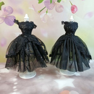 Black Dress Tulle Style Blythe 12 inches Tall Birthday Gift Fashion Clothes Modern Dolls Princess Polka Dots