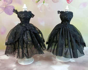 Black Dress Tulle Style Blythe 12 inches Tall Birthday Gift Fashion Clothes Modern Dolls Princess Polka Dots