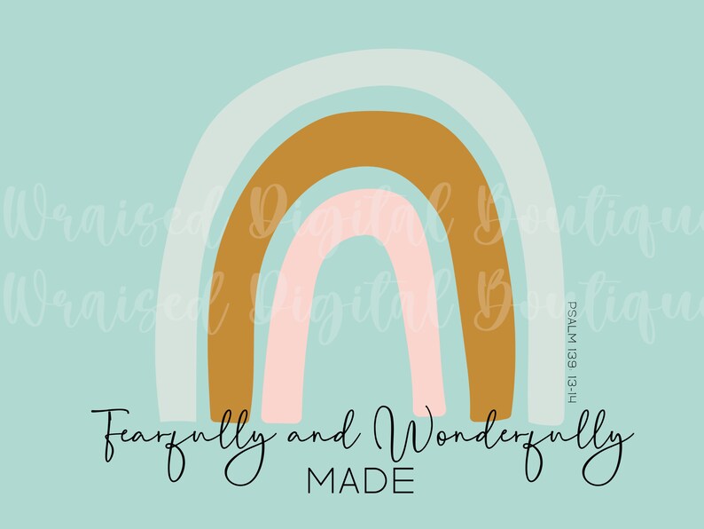 Fearfully and Wonderfully Made PNG: Psalm 139, Rainbow Clipart (digital ...