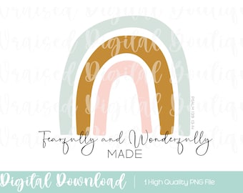 Fearfully and Wonderfully Made PNG: Psalm 139, Rainbow Clipart (Digital Download)
