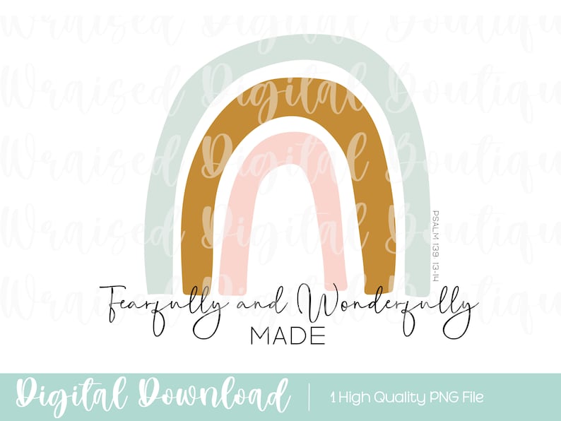 Fearfully and Wonderfully Made PNG: Psalm 139, Rainbow Clipart (digital ...