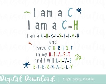 Christian Kids Song PNG: I Am A Christian Bible Verse Clipart (Digital Download)