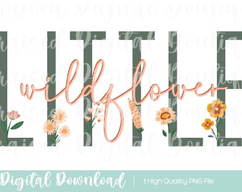 Little Wildflower PNG: Girl Floral Design, Sublimation (Digital Download)