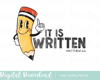 It Is Written Retro Christian PNG: Kids Bible Verse (Digital Download)
