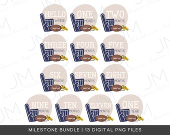 Football Baby Milestone PNG: Sports Fan Digital Download