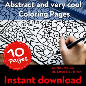 10 abstract coloring pages for adults and kids | coloring pages for teens and kids, girls, women, men | Download now