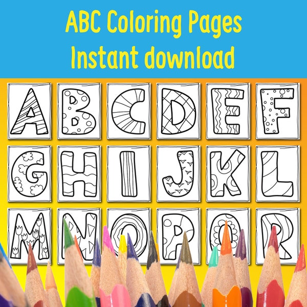 Alphabet Coloring Pages | Printable ABC Coloring Pages | School Activities | Preschool, Kindergarten & Homeschool Printables, Digital