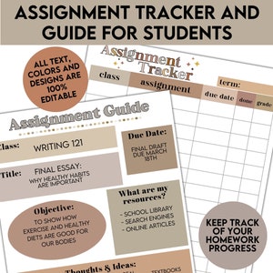 Student Assignment Tracker, Student Chart, Assignment Chart, College ...
