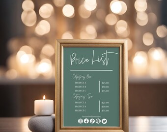 Editable Price List Template Small Business Price Sheet Editable QR