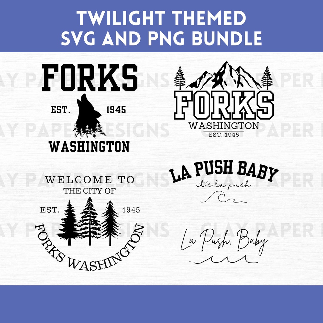 Forks Washington Png Bundle, Apparel Svg, Twilight Clipart, La Push Png