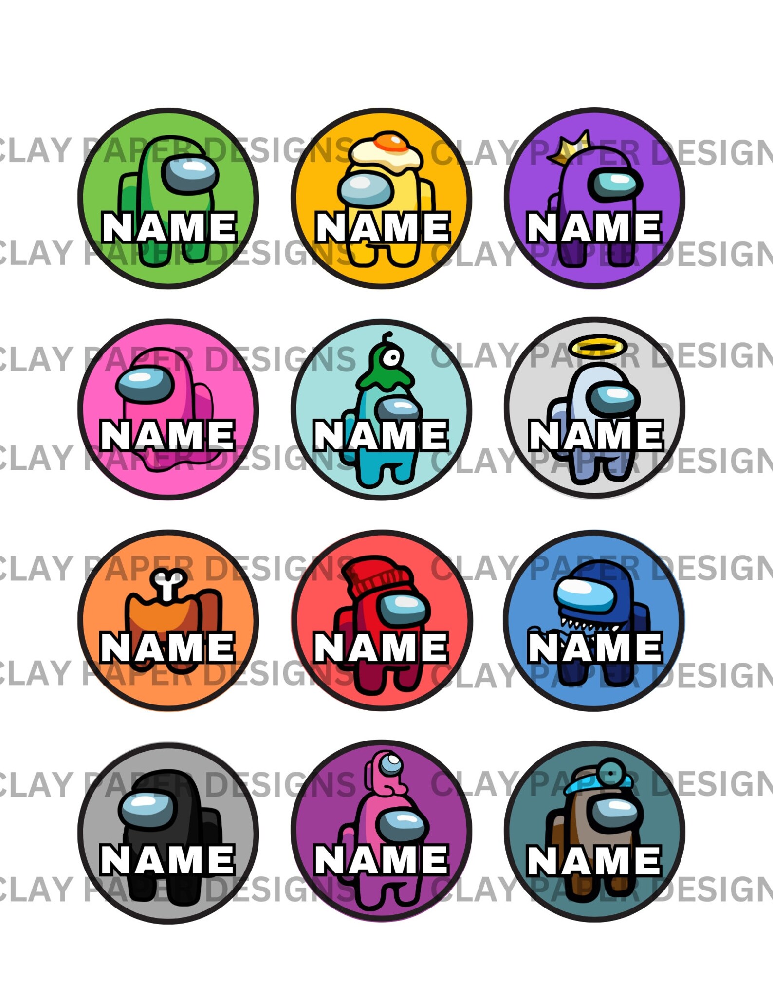 Among Us Editable Cupcake Toppers, Birthday Cake Toppers, Among Us ...