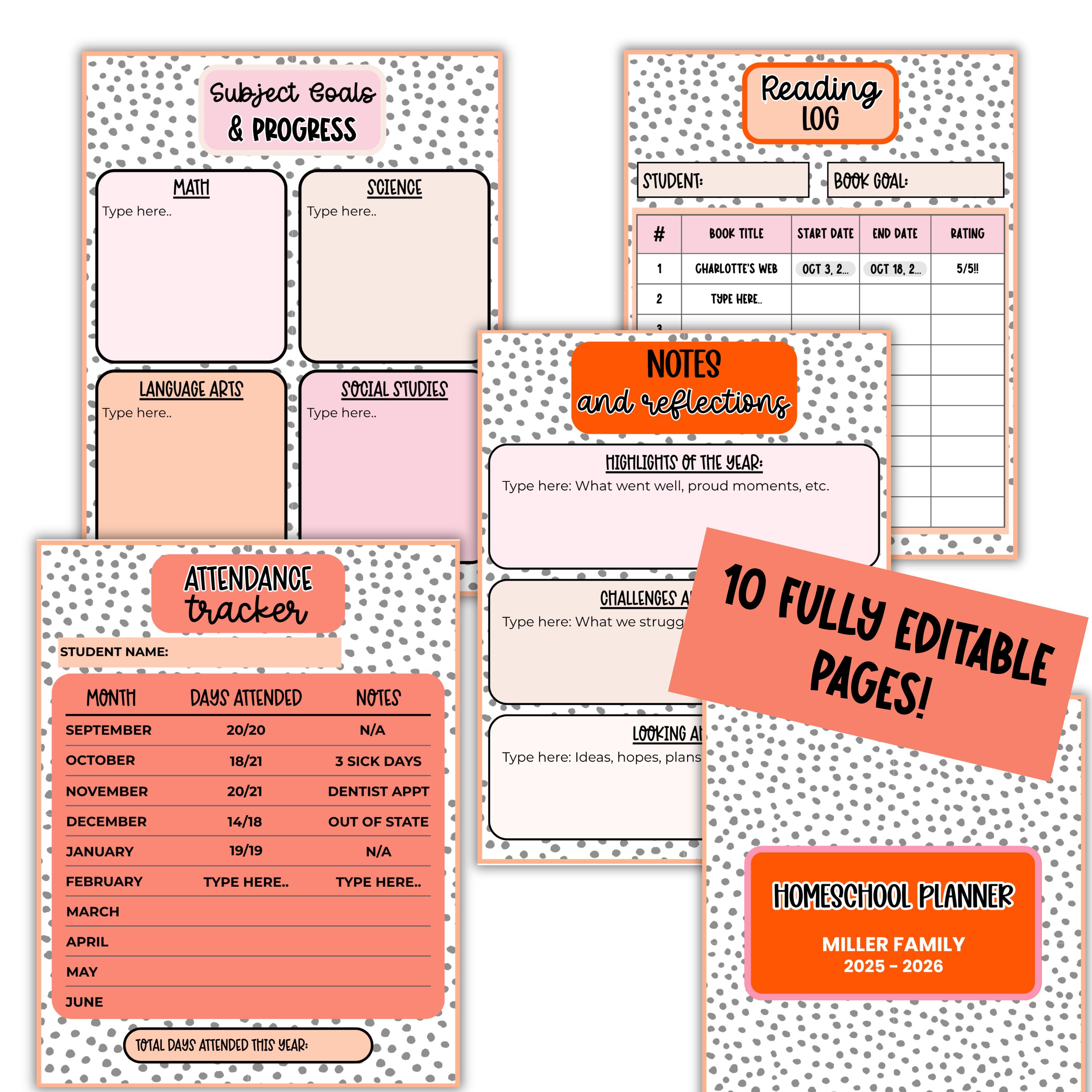 Editable Homeschool Planner | Printable Modern Homeschool Guide | 10 ...