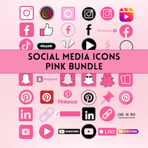 Social Media Icons Pink, Instagram-Symbol, Pinterest-Posts, Website-Generator, Website-Inhalt, Influencer-Posts, Png Facebook-Symbol, Tiktok-Symbol