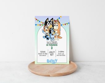 Bluey Invitation, Bluey Birthday, Birthday Invitation, Kids Birthday, Editable, Instant, Girls Birthday, Boys Birthday, Kids Invitation