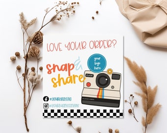 Small Business Product Insert Card, Snap and Share Card, Business Shipping Card, Thank You Card, Social Media Card, Social Media Template