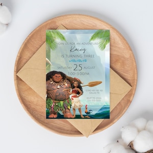 Island Birthday Invitation, Editable Kids Maui Invitation, Girls Birthday, Kids Party Invite, Digital Birthday Evite