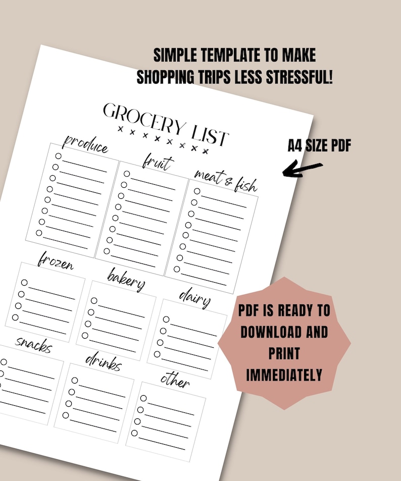 Meal Planner, Grocery List, Printable Grocery List, Meal Prep, Budget