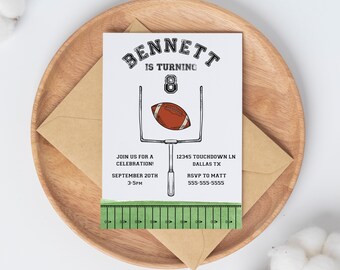 Football Birthday Invitation, Editable Minimalist Football Party, Kids Birthday Invitation, Sports Birthday Party, Trendy Digital Invitation