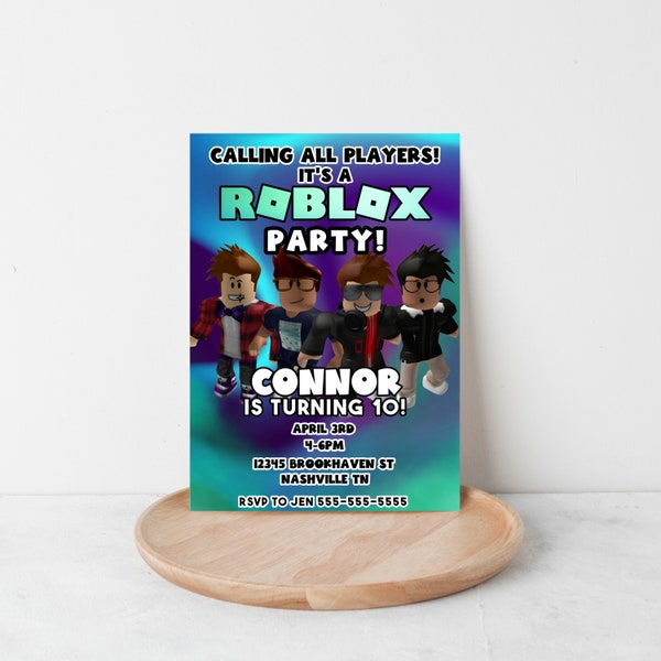 Boys Roblox Birthday Invitation, Kids Birthday, Roblox Party, Preteen Party, Teen Birthday Theme, Kids Invitation, Gamer Birthday