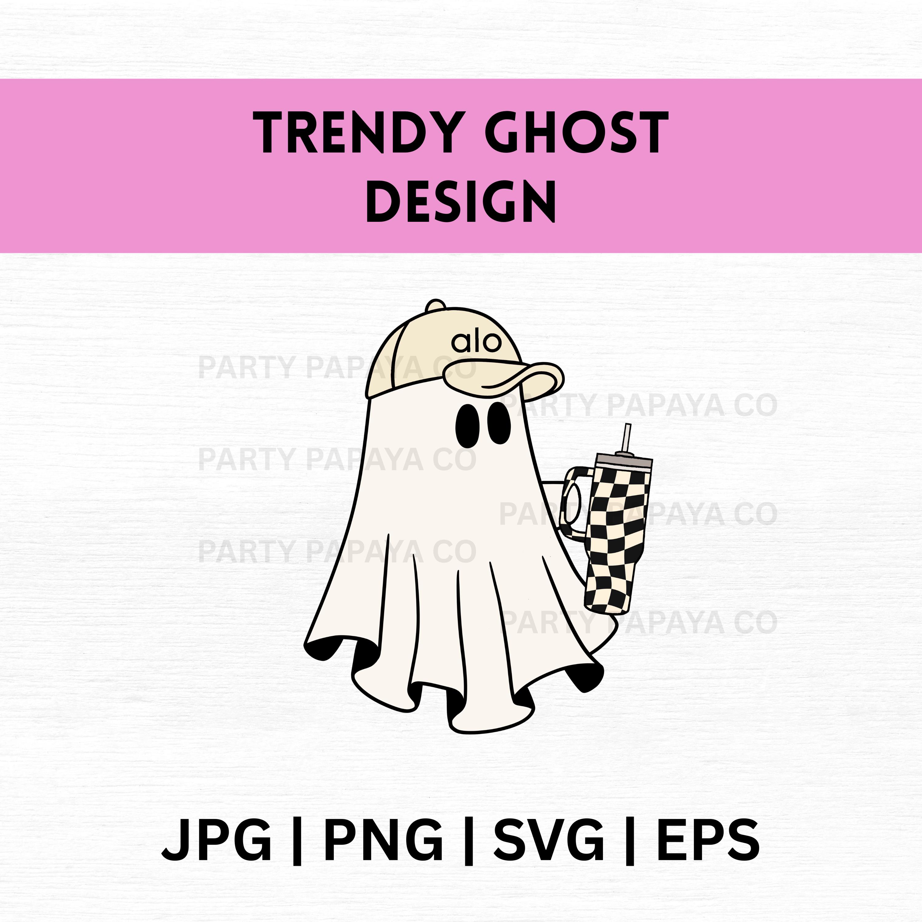 Trendy Ghost Design, Checkered Cup, Funny Ghost PNG, Ghost Svg, Apparel Svg, Ghost Tumbler Clipart, Cute Ghostie, Neutral Print, Yoga