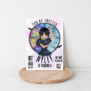 Faire-part d'anniversaire d'enfant, Mercredi Addams, Anniversaire de mercredi, Modifiable, Invitation moderne, Joli thème d'anniversaire, Anniversaire de filles, Nevermore