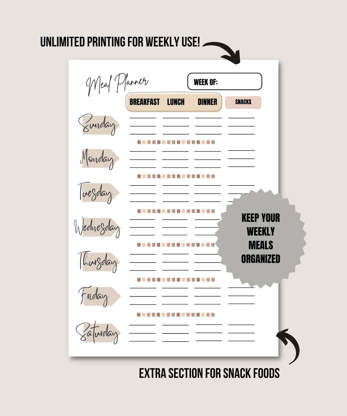 Meal Planner, Grocery List, Printable Grocery List, Meal Prep, Budget