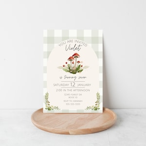 Cottagecore Mushroom Kids Birthday Invitation, Picnic Mushroom Birthday, Girls Forest Mushroom Invitation, Fairy Birthday, Party Invite