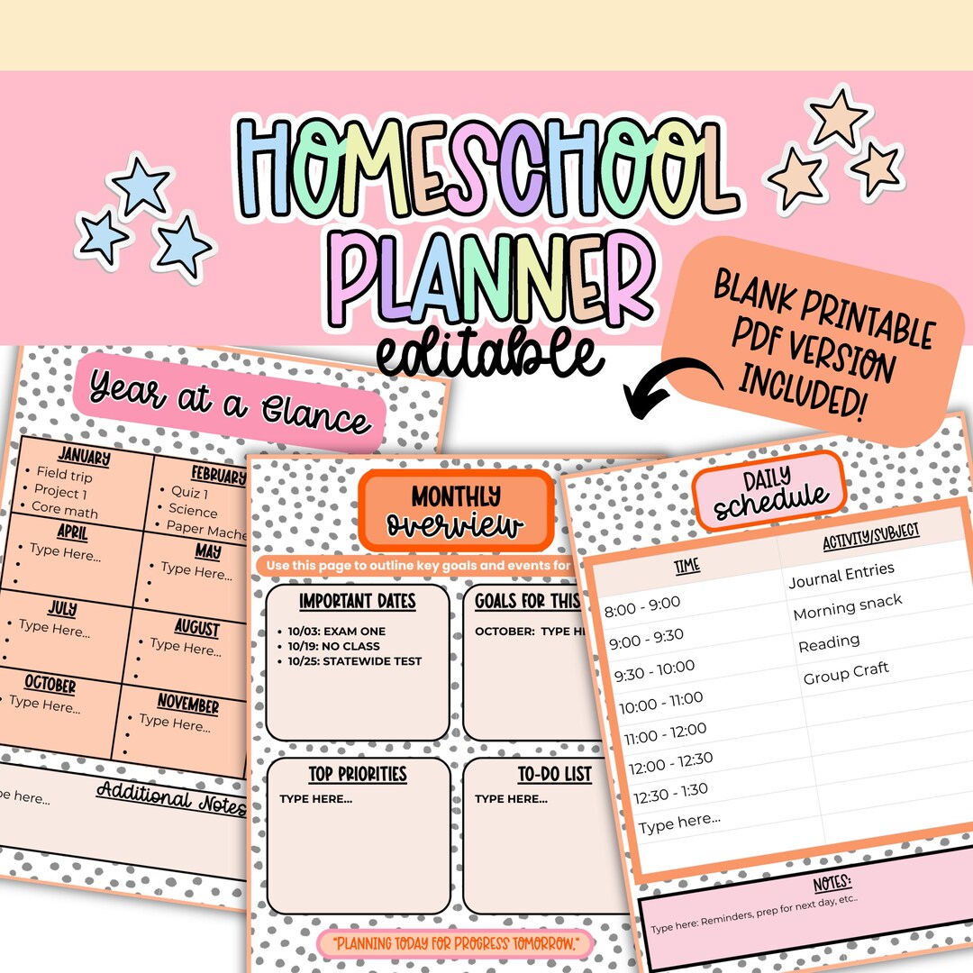 Editable Homeschool Planner | Printable Modern Homeschool Guide | 10 ...