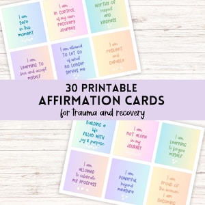 30 Affirmationskarten-Bundle, Genesungs-tägliche Affirmationskarten, Trauma PTBS Affirmationskarten, Bunte positive Affirmationskarten, Selbstfürsorge