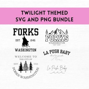 Forks Washington Png Bundle, Svg vêtements, Clipart Twilight, La Push Png, Bella Swan Svg, Edward Cullen Png, Forks Design, La Push Baby
