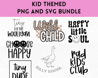 Diseños de ropa infantil de moda (PNG), Camisa infantil (SVG), Club infantil (PNG), Clipart de ropa infantil, Estampado de niño salvaje, Ganso tonto (SVG), Camisetas modernas