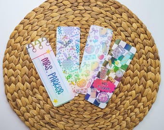 Personalized School Themed Bookmarks | Teacher Appreciation Gift | Back to School Bookmark Gift | Customized Holographic Bookmark Bundle