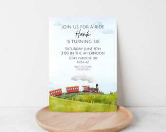 Kids Train Birthday Invitation, Boys Train Birthday, Girls Train Invitation, Editable Birthday Invitation, Simple Train Invite, Modern Evite