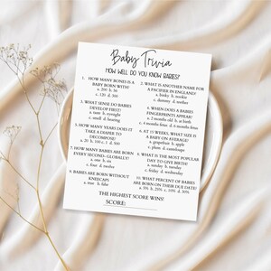 Jogo de perguntas e respostas para chá de bebê, Jogo de chá de bebê, Chá de bebê minimalista, Jogos de chá de bebê, Download instantâneo, Placas modernas para chá de bebê, Novo bebê