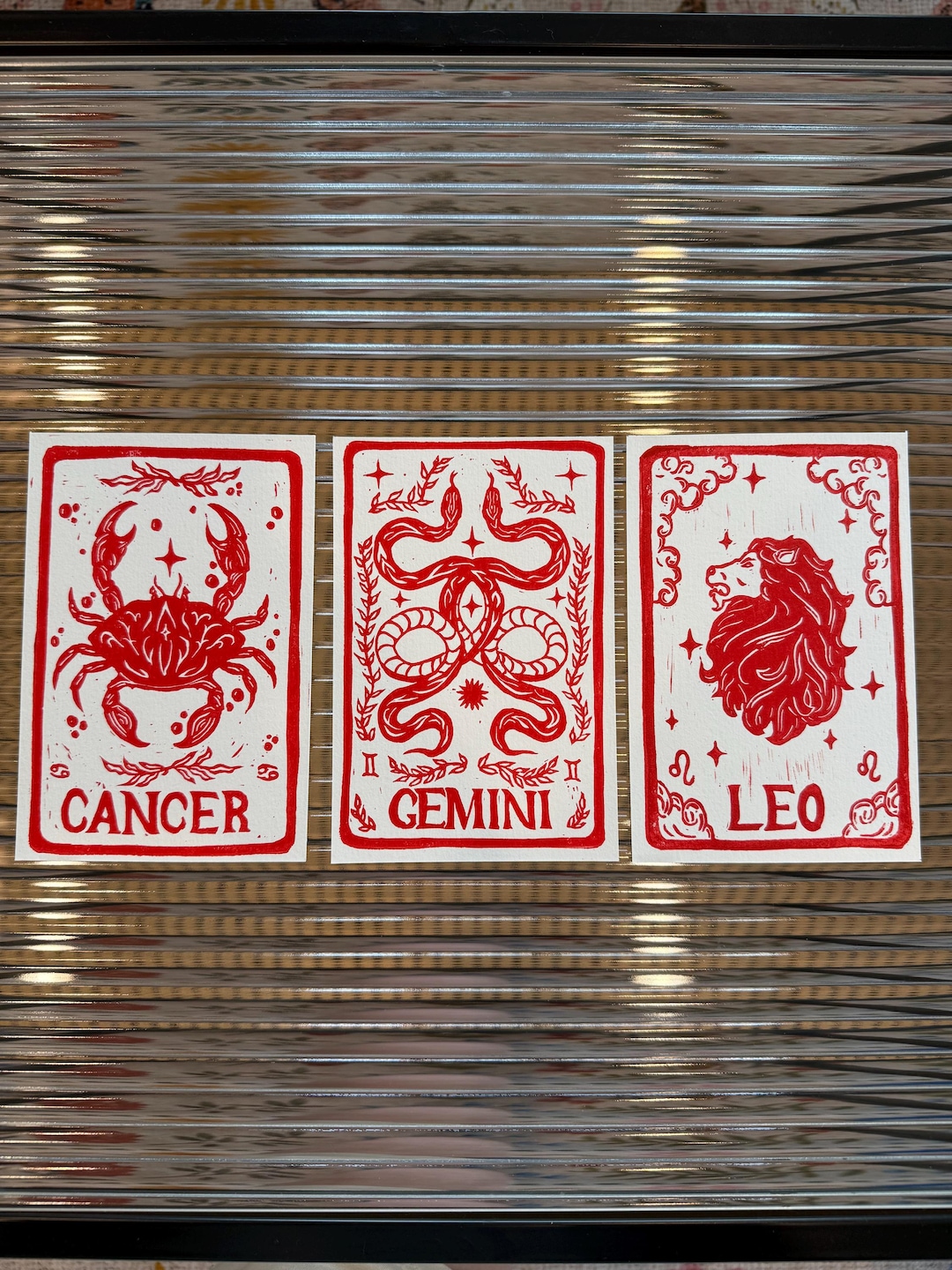 Zodiac Signs, Hand Carved Linocut Print - Etsy