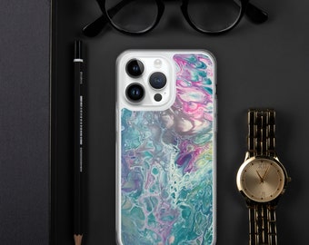 Ocean Fluid Art iPhone Case, Abstract Pour Painting